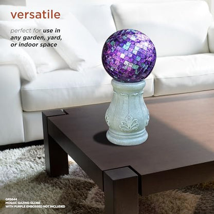 Alpine Corporation 12" Tall Indoor/Outdoor Roman Column Gazing Globe Display Stand - size: 8"L x 8"W x 12"H (1 Unit)