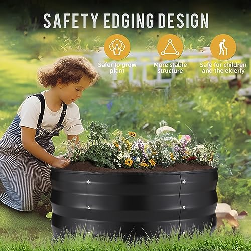 ZXZYHFTY Galvanized Steel Round Raised Garden Bed, 3 Pack, Black - color: Black