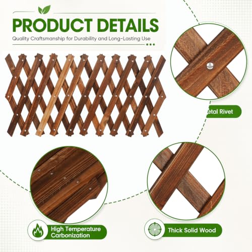 1 PCS Expandable Wood Lattice Fence Panels for Outside - size: 1 Pack