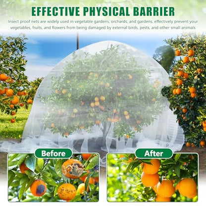 10 X 33 FT Breathable Garden Mesh Netting Pest Barrier for Raised Beds - color: White Netting, size: 10x33ft