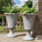Tall Plastic Urn Planters and Pedestal - 24" Outdoor Planter Grey - color: Gray2-petal