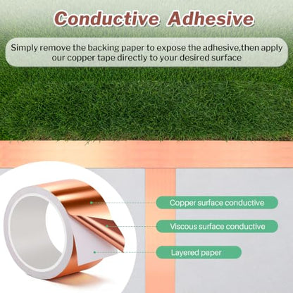 1 Pcs Copper Tape for Slugs and Snails, 3 in X 33 ft - size: 3 Inch X 33 ft