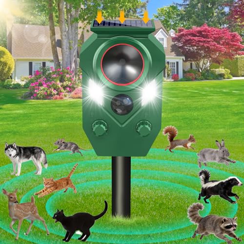 Solar Powered Ultrasonic Animal Repeller with PIR Sensor, 1 Pack
