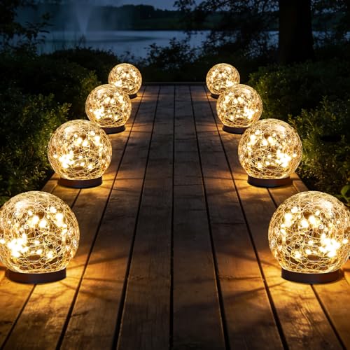 JKIMK Solar Globe Lights Outdoor Waterproof-Solar Balls for Garden - color: Warm White, size: 8 Globes
