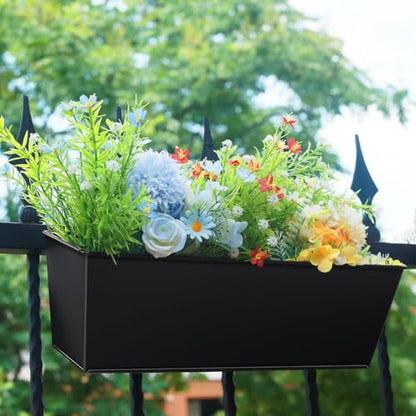 16 Inch Deck Railing Planter Boxes with Adjustable Brackets (4PCS)