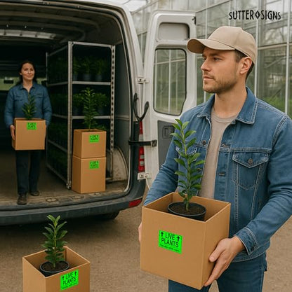 250pcs Live Plants Shipping Stickers, 3" x 2" Labels