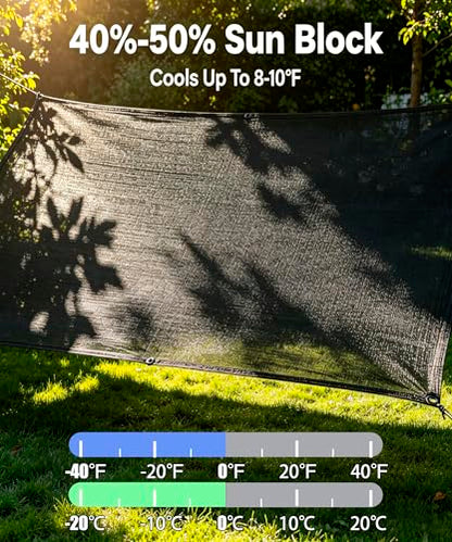 e.share 40%-50% Black Garden Shade Cloth,12X8FT Mesh Tarp with Grommets - size: 12 FT X 8 FT, style: 40%