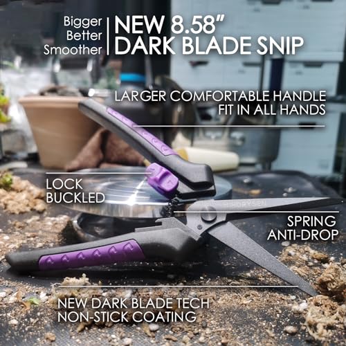 Buds Leaf Stem Fruit Flower Garden Scissors Non-stick Resin Resist Blade 8.58" Precision Micro-Tip Pruning Shears Bigger Grip Pruner Snips Effort-saving Ergonomical Gardening Trimming Scissors