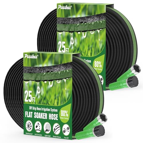 Flat Soaker Hose 50ft for Garden and Lawns - size: 50FT(25FT*2)