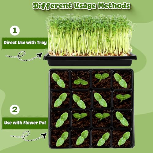 2.6in 100 Pcs Square Nursery Pots with 5 Pcs Plastic Seed Starting Trays - size: 2.4in-100pcs