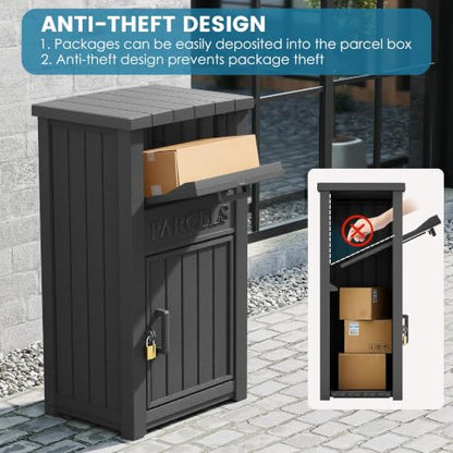 Package Delivery Box for Outside, Parcel Drop Box, Ink Black, 60 Gallon - color: Ink Black