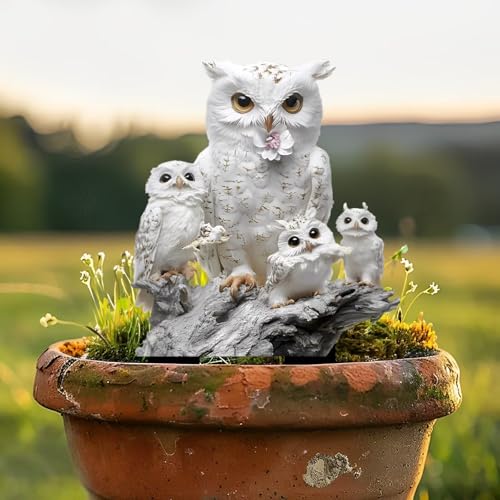 White Owl Acrylic Garden Stake, Indoor and Outdoor Garden Acrylic Decoration, Suitable for Flower Pots and Landscape Beautification, Suitable for Courtyards and Lawn