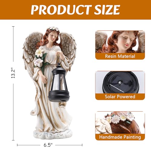 Garden Angel Statue, Solar Garden Angel Statues for Outside with Lantern - color: Lantern