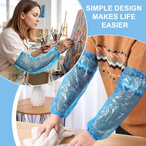 Yinder 200 Pcs Plastic Disposable Sleeves Arm Protectors Bulk - color: Blue