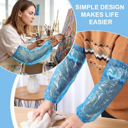 Yinder 200 Pcs Plastic Disposable Sleeves Arm Protectors Bulk - color: Blue