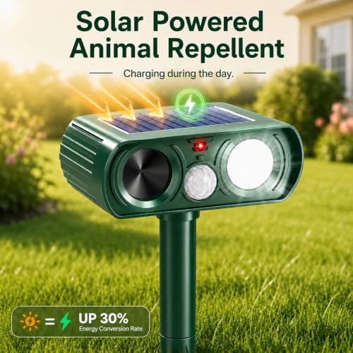 Solar Ultrasonic Animal Repellent Outdoor, Deer Repellent Devices