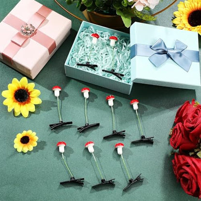 30 Pcs Bean Sprout Hair Clips Plant Styles,Red Mushroom - style: Red MushroomC
