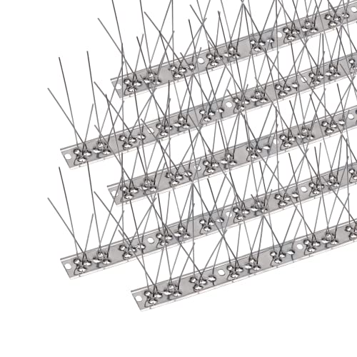Hausse Stainless Steel Bird Spikes 10 Pack, Squirrel Small Birds Pigeons Crows and Woodpeckers Deterrent Devices Bird Repellent Spikes, Assemble Easily Covers 10 Feet for Outdoor Wall Fence