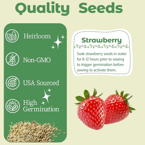 Strawberry Seed pod Kit for Hydroponics Compatible with Aerogarden, Includes Seed, Grow Sponges, Baskets, Domes, A&B Plant Food - Hydroponics Supplies for Most Brands 8-POD - style: Strawberry