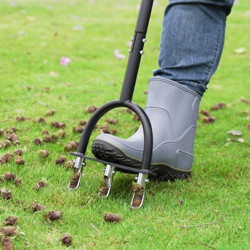 Lawn Aerator Coring Tool with 3 Hollow Tines