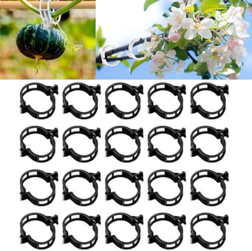 Plant Support Clips Reusable Garden Clips, Secured Plastic Plant Clips, Tomato Support Clips for String Trellis for Climbing Plants Outdoor Indoor Plant Flowers Stem Vine Fixing Clips (50, Black) - color: Black