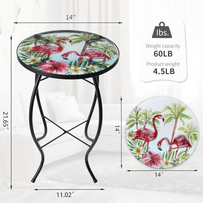 VCUTEKA Outdoor Side Table,14" Patio Accent Table Bistro Coffee End Table - color: Pink