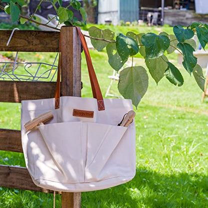 Garden Tool Bag, Canvas Garden Tote With Pockets for Gardening