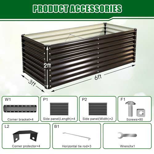 6x3x2ft Raised Garden Bed, Deep Root Planter Box, Black,1 Pack - size: 6x3x2FT-Black