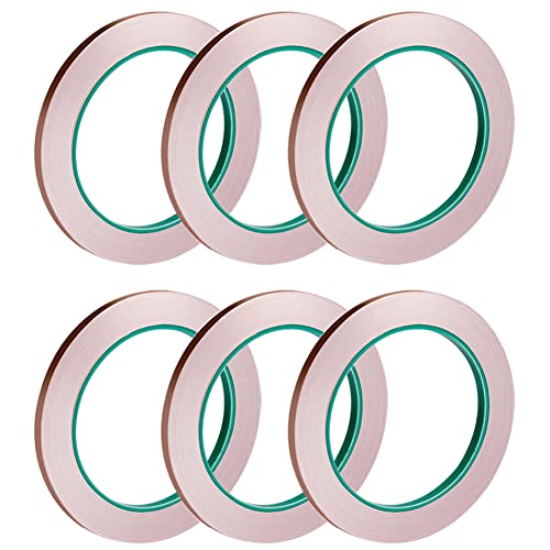 selizo 6 Pack Copper Foil Tape with Conductive Adhesive for EMI Shielding, Paper Circuits, Electrical Repairs, Grounding - color: 6 Pack