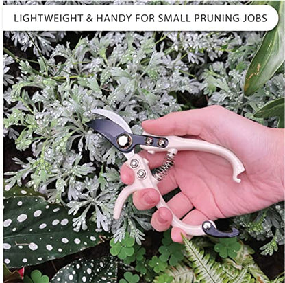 Bypass Garden Hand Pruner & Ergonomic Pruning Shears - Cream