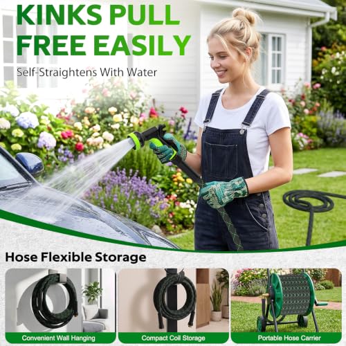 Garden Hose 50 FT, Non-Expandable Kink Free Water Hose,Lightweight Flexible - size: 50ft