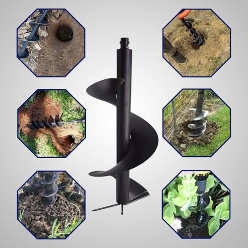 12 Inch Auger Bit Pneumatic Column Fence Digger Soil Drill Bit 6 Inch Ball Bed Digging Pile Hole Planting Tool for Inside Diameter 3/4 Inch Shaft Auger - size: 12 Inch