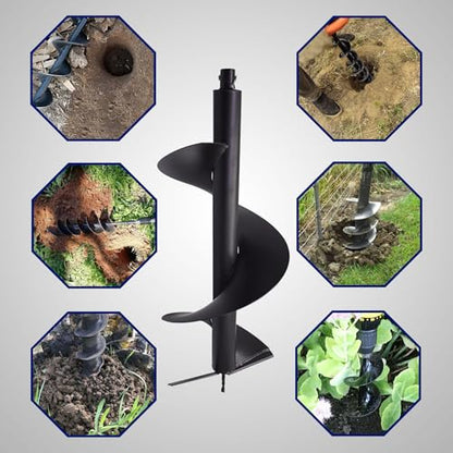 12 Inch Auger Bit Pneumatic Column Fence Digger Soil Drill Bit 6 Inch Ball Bed Digging Pile Hole Planting Tool for Inside Diameter 3/4 Inch Shaft Auger - size: 12 Inch