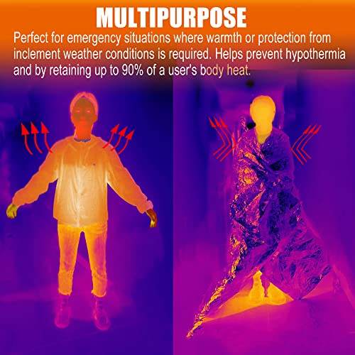 ANLOKE Emergency Blanket Mylar Thermal Blanket(4 Pack) Survival Gear-Orange - color: Orange -4 Pack