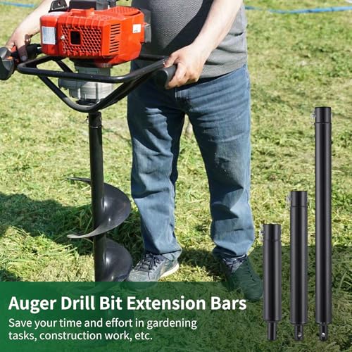 3 Auger Extension Bits 3/4in Shaft, 9.4/12.6/20.9in Bars for Earth Drilling - color: Thick version