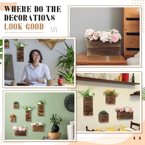 Ziliny 6 Pack Wooden Wall Planters Rustic Hanging Wall Planters, 5 Sizes - size: 5 Sizes