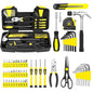 58-Piece Household Tool Set, Yellow Hand Kit with Plastic Toolbox - color: Yellow, size: 58-Piece