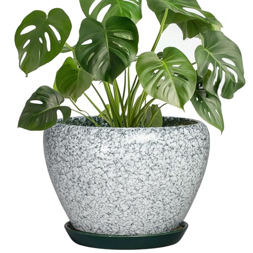 Ceramic Flower Pots, 8 Inch Pots for Plants Indoor, Crackle Green - color: Crackle Green, size: 8 Inch