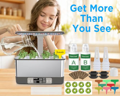 Hydroponics Growing System,Smart Indoor Herb Garden with Grow Light,8 Pods