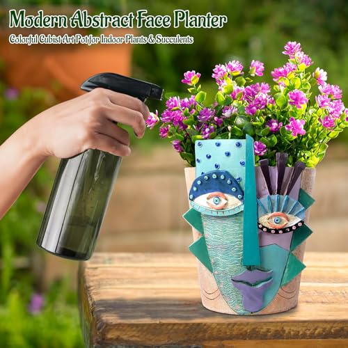 Mrlikale Abstract Face Planter Pots, Unique Head Planter with Drainage Hole - color: Abstract Face 2, size: Large