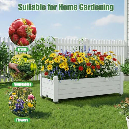 Fancyango Raised Garden Bed with Wheels 13.3" H -Ashen - color: Ashen, size: 13.3"H