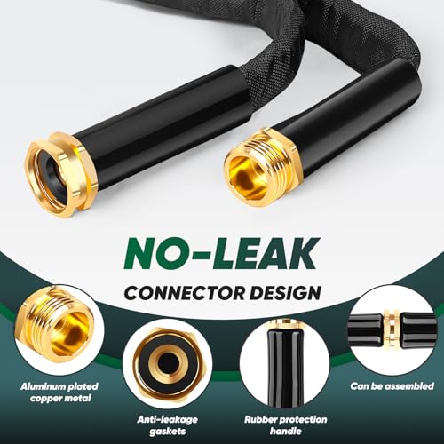 Toolasin Garden Hose 50 FT, Non-Expanding, Lightweight Water Hose with 3/4" - color: Black