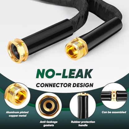 Toolasin Garden Hose 50 FT, Non-Expanding, Lightweight Water Hose with 3/4" - color: Black
