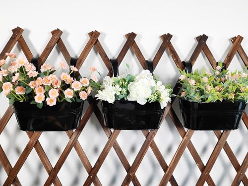 6 Pack 12" Metal Balcony Fence Railing Planters for Outdoor, Oval Black - color: Oval-black