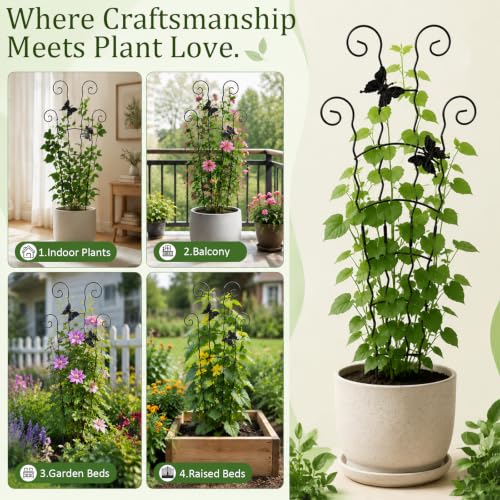 2-Pack 30" Wave Metal Plant Trellis for Climbing Plants Outdoor Support - size: 30inch