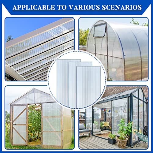 Hotop 3 Pcs Polycarbonate Greenhouse Panels Double Layer Polycarbonate Panels Waterproof UV Protected Sheet Corrugated Plastic Roof Greenhouse Replacement Cover (4' X 2' X 0.32") - size: 4' X 2' X 0.32"