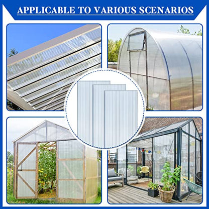 Hotop 3 Pcs Polycarbonate Greenhouse Panels Double Layer Polycarbonate Panels Waterproof UV Protected Sheet Corrugated Plastic Roof Greenhouse Replacement Cover (4' X 2' X 0.32") - size: 4' X 2' X 0.32"