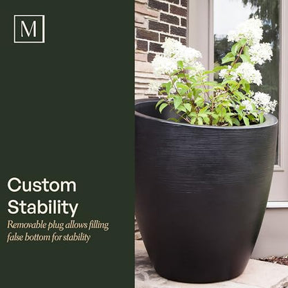 Mayne Modesto 30in Round Modern Planter, Neptune Blue - color: Neptune Blue, size: 30 Inch