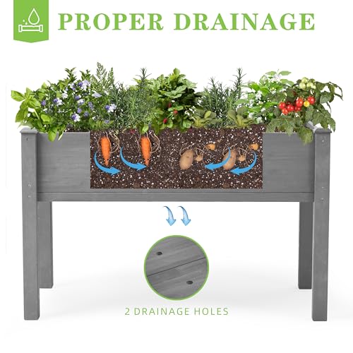 Raised Garden Bed with Legs, 48×24×30 Cedar Wood Elevated Planter Box - size: 48x24x30in (1 Unit)