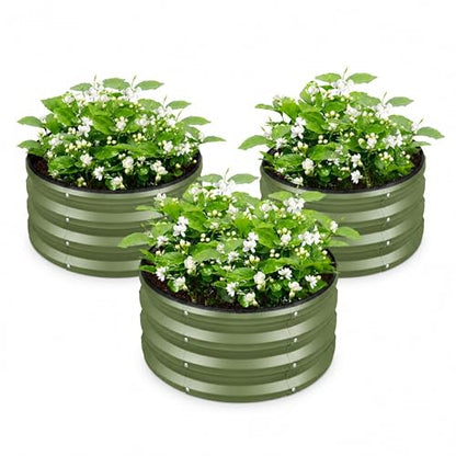 ZXZYHFTY Round Raised Garden Bed Set, 3 Pack, 2 x 2 x 1 Ft, Green - color: Green